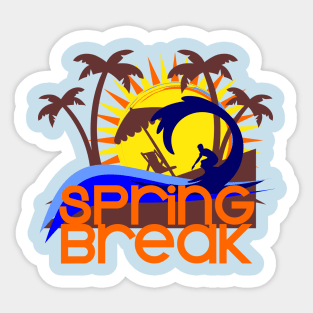 Spring Break Palms and Waves T-Shirt Sticker